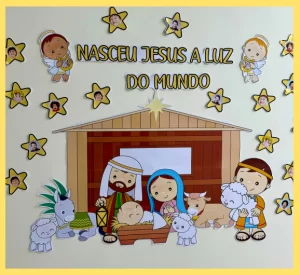 Decoração de Natal Pronta: Painel Presépio + Frase Impactante (PDF A4)