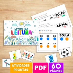 Livro da Leitura 2 Sílabas – Recorte, Monte e Leia (50 Palavras + 50 Figuras)