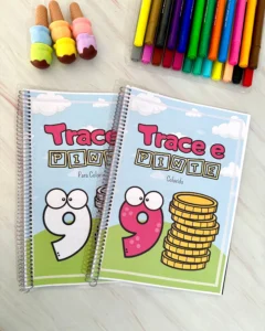 Apostila Trace e Pinte Numerais 1 a 20 Colorido e para Colorir | 2 Versões PDF Pronto para Imprimir | Atividades de Traçar e Pintar com Números e Quantidades