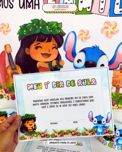 Kit Volta às Aulas Tema (Lilo Stitch) | Porta Lapis, Tags, Sacolinha, Coroa, Certificado especial para o 1° dia de aula com 26 Paginas