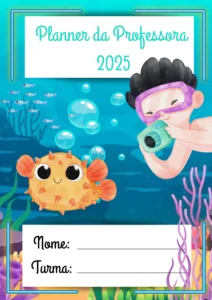 Planner da Professora 2026 – Fundo do Mar (PDF) | 51 Páginas | Semanal + Diário + Checklists