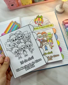 Livrinho Dia Nacional do Livro Infantil com 7 Páginas