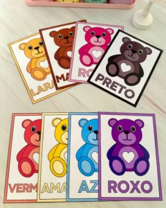 Cards de Cores com Ursinhos contendo 9 Fichas para Educação Especial