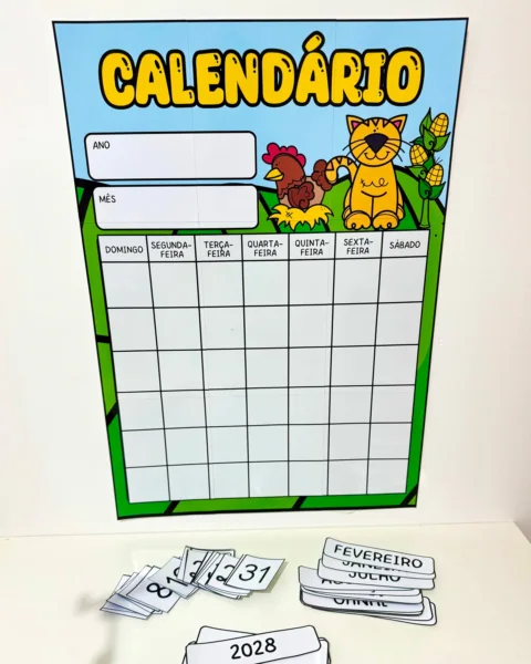Painel calendário para marcar dias do mês e anos